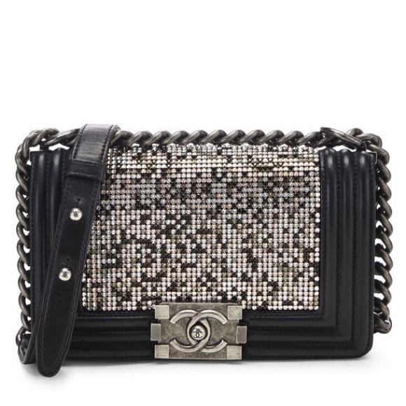CHANEL Small Embellished Swarovski Crystal and Black Leather Boy Bag - Picture 3 of 11